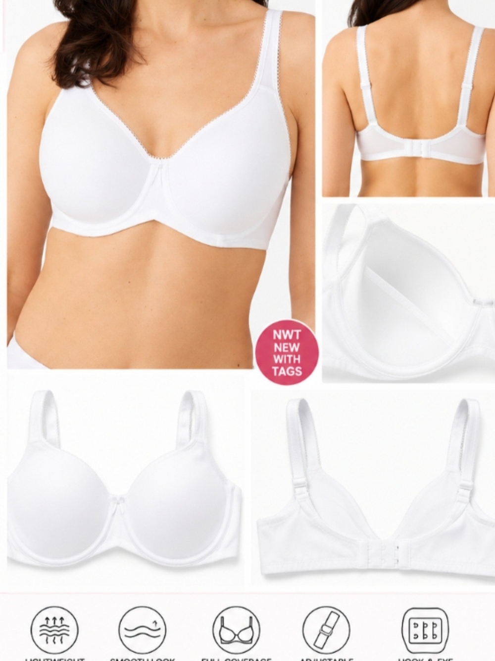 NWT Wacoal Basic Beauty Spacer Underwire T-Shirt Bra 853192 Size 42C White